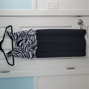 Super cute gray and black zebra print high neck mini dress sz 14W